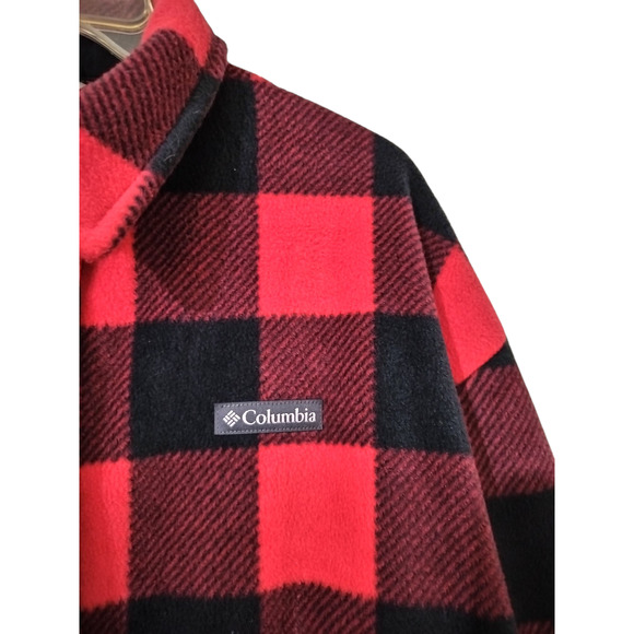 3365) Columbia Women Benton Spring Fleece Red Check Print Jacket Size XL - Picture 7 of 10